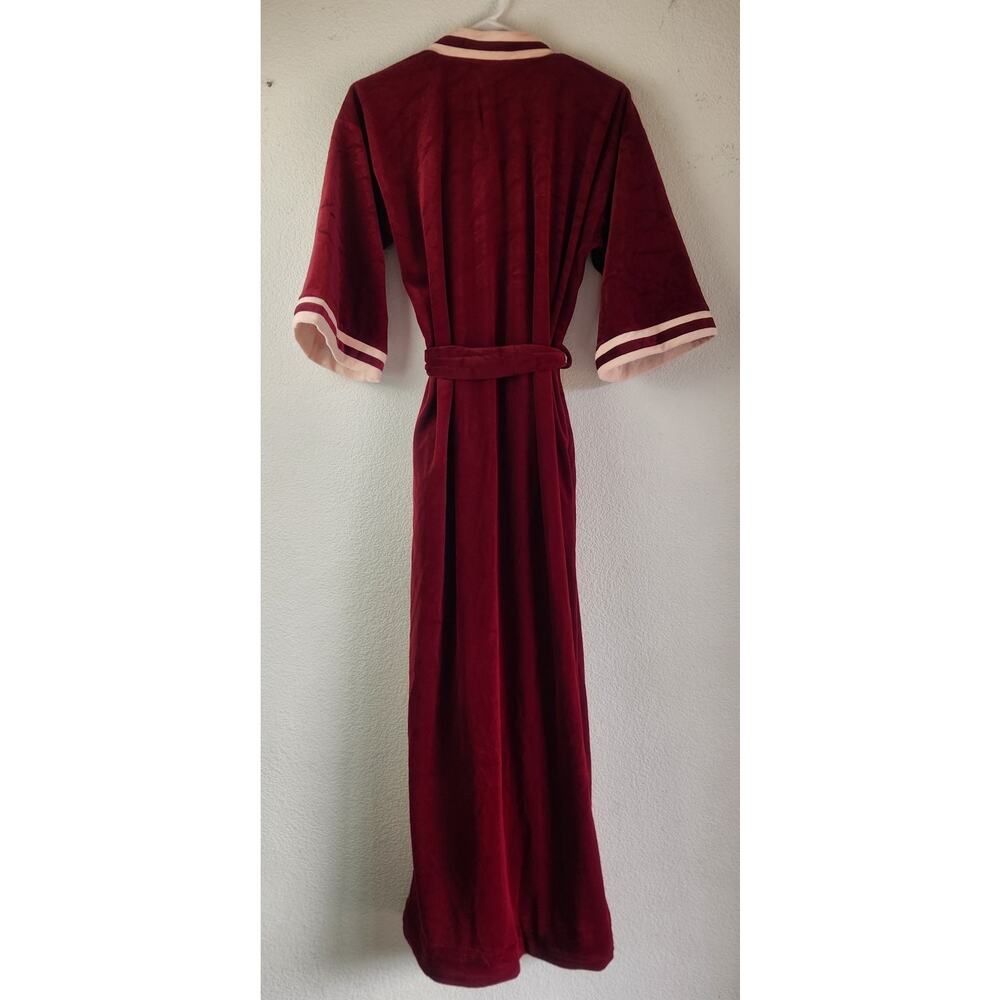 Vintage Christian Dior Lounge Wear Velour Robe in Burgundy Size XS/Small Belt - Picture 6 of 11